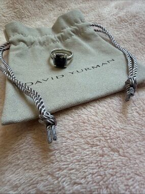 David Yurman Silver Ring with Faceted Black Onyx